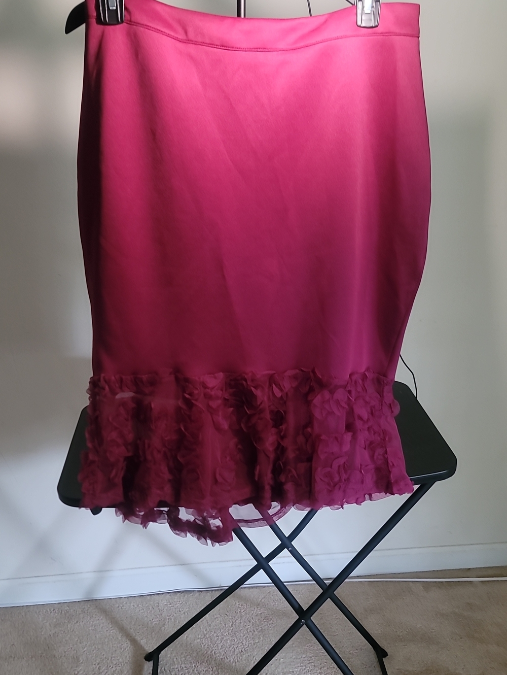 Ashley Stewart Rose Pencil Skirt with Ruffle Hem